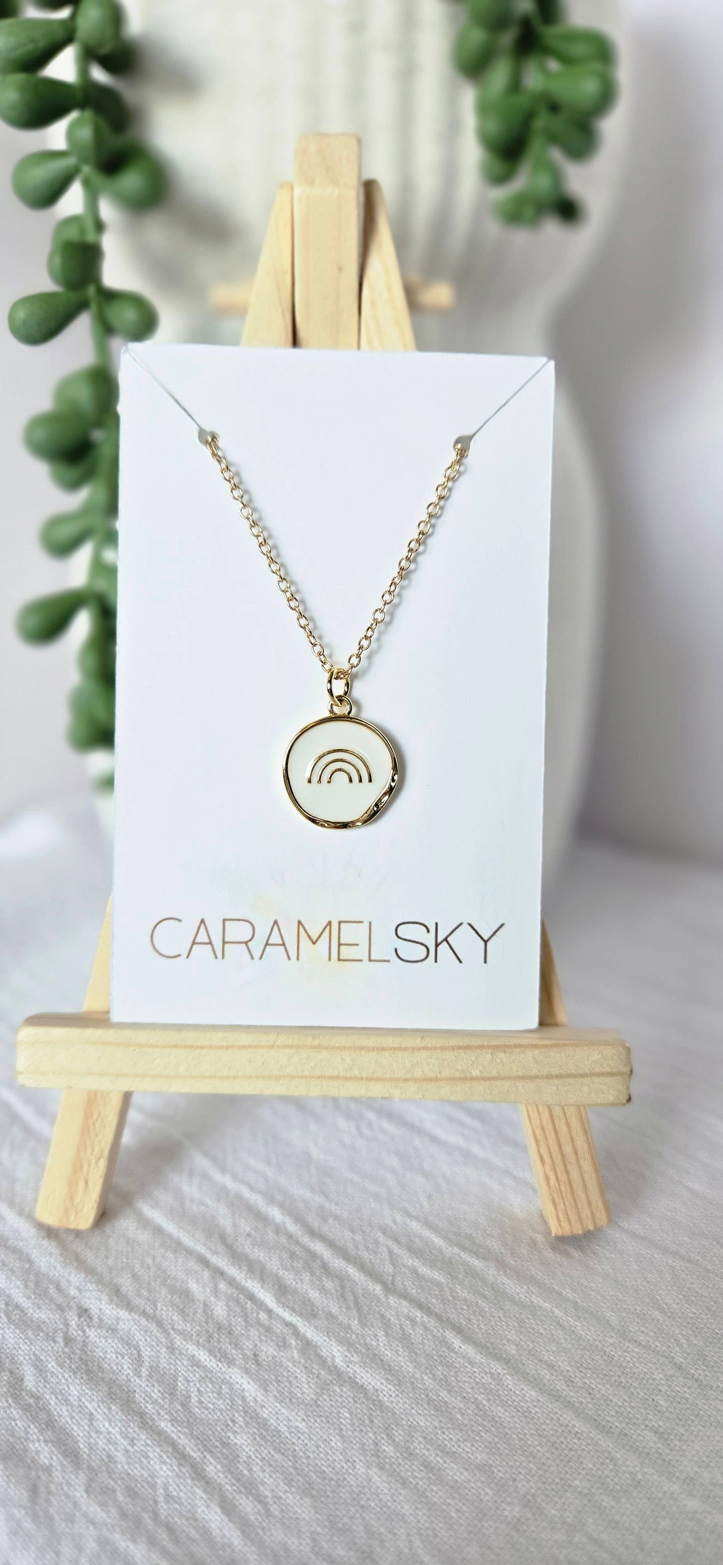 18K Gold Plated Rainbow Pendant Necklace, Christian Jewelry