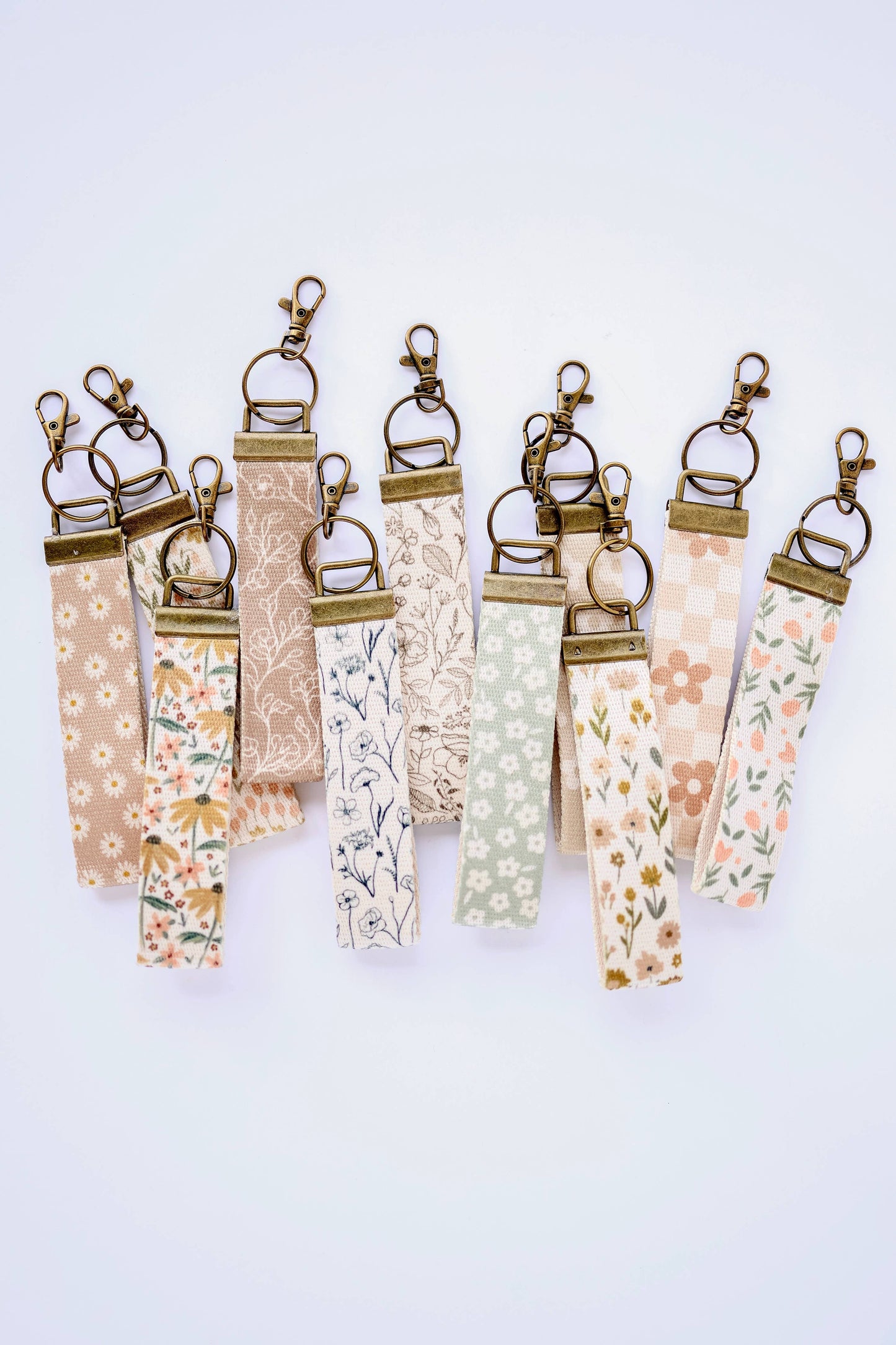 Canvas Wrist Keychain Lanyard, Key Wristlet: #57 coffee smiley