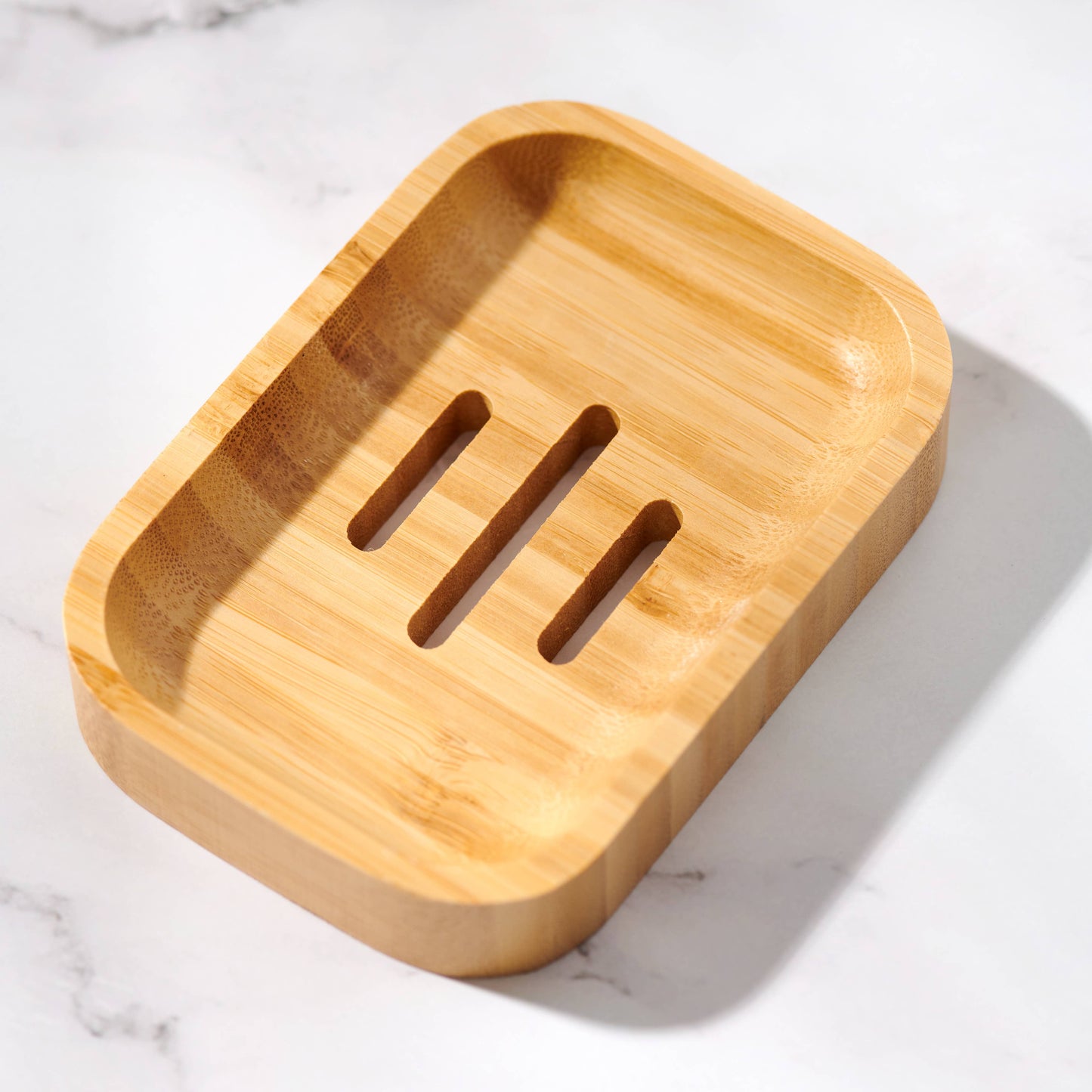 Curved Rectangular Bamboo Soap Dish (Unbranded, Unpackaged)