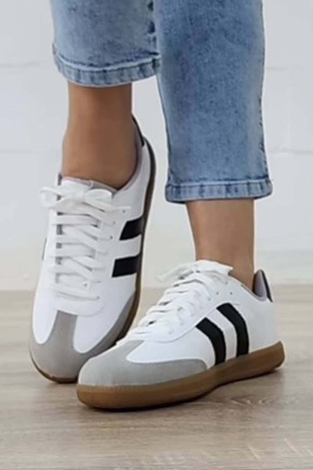 LDC Striped Lace-up Flat Sneakers