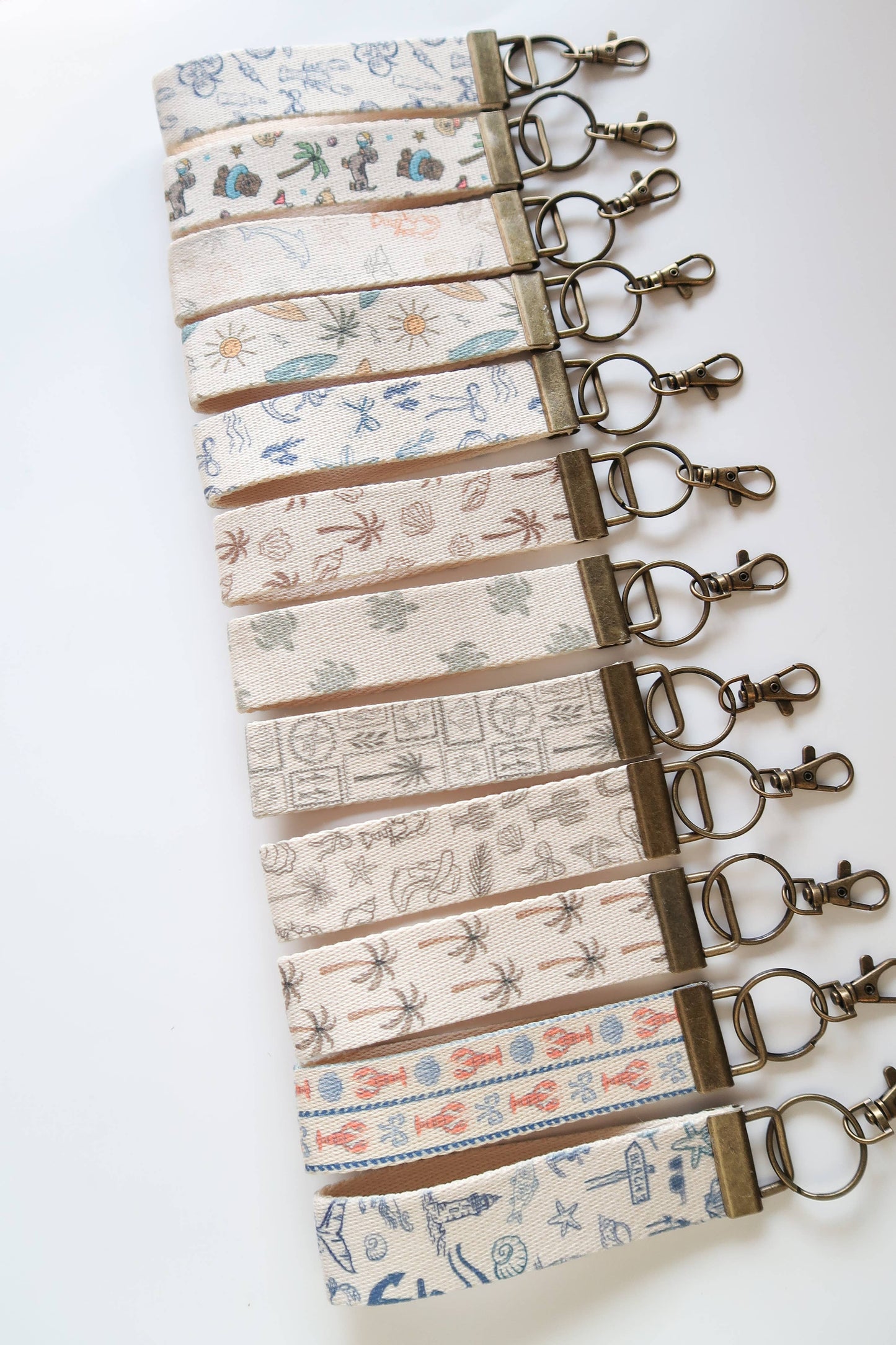Summer Canvas Wrist Keychain Lanyard, Key Fob Wristlet