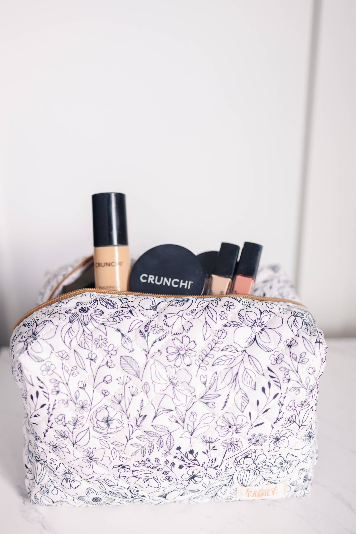Quilted Carry All Pouch for Women – Large Makeup Organizer Bag, Stand Up Toiletry Case, Wide Zipper Opening, Cute Travel Pouch
