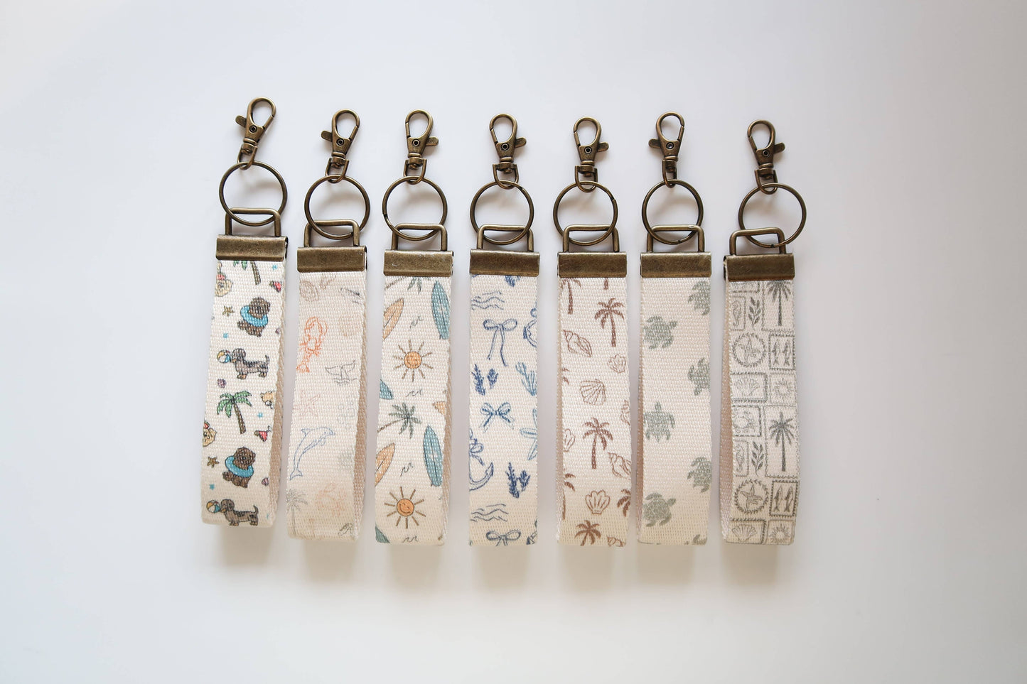 Summer Canvas Wrist Keychain Lanyard, Key Fob Wristlet