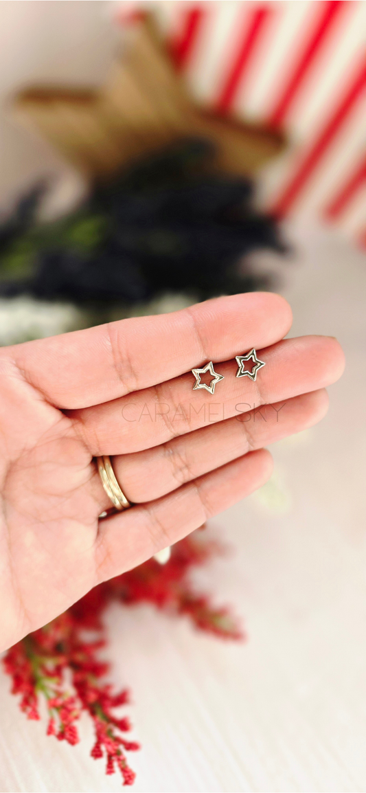 Open Star Stainless Steel Studs, Minimalist Stud Earrings