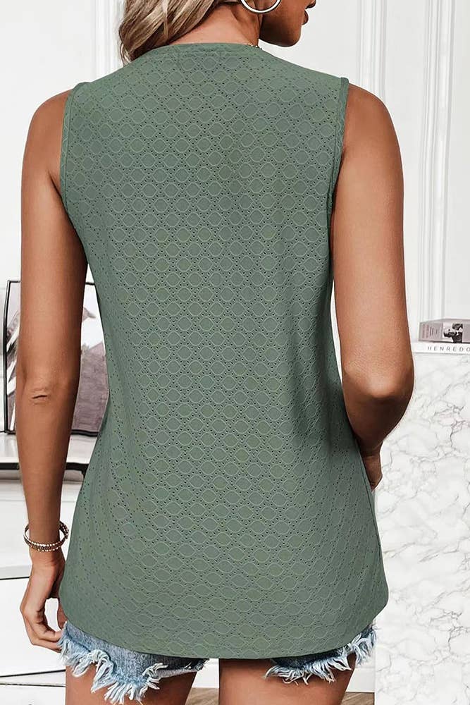 Solid Color Crew Neck Printed Tank Top HLL260