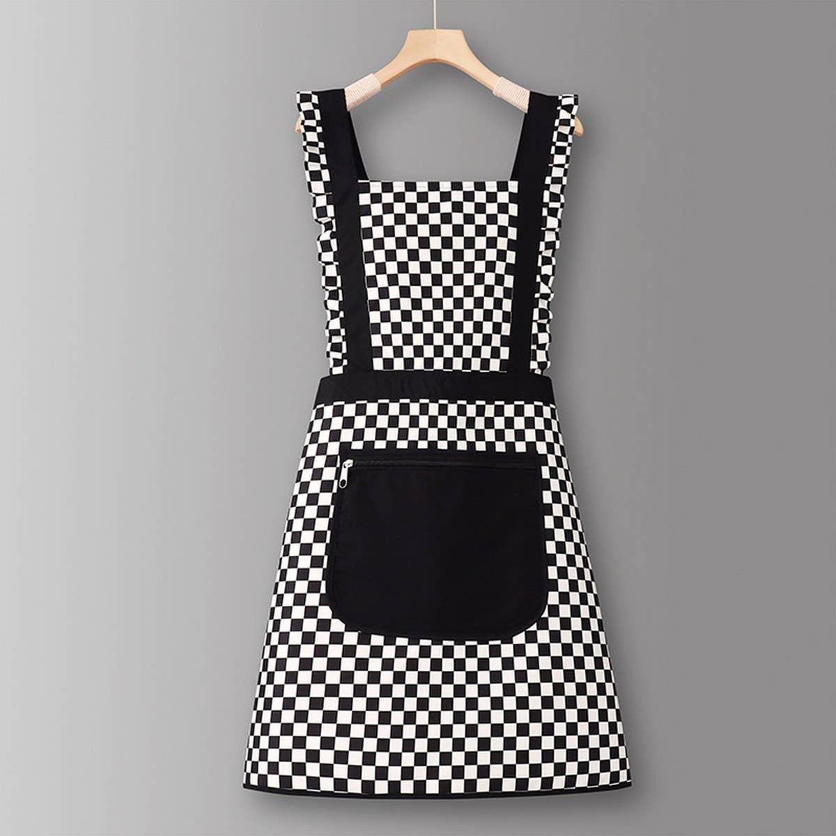 Houndstooth /Solid Color Waterproof Work Apron_CWMM6792