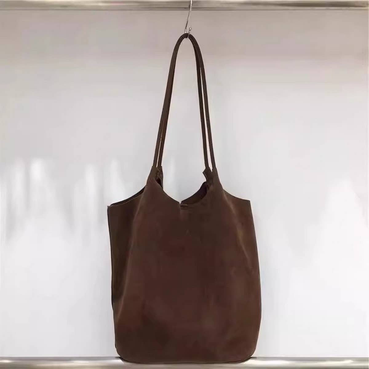 Vintage Faux Suede Tote–Soft &Spacious Shoulder Bag_CWAB4107