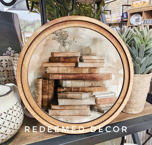 8" Round Books Art