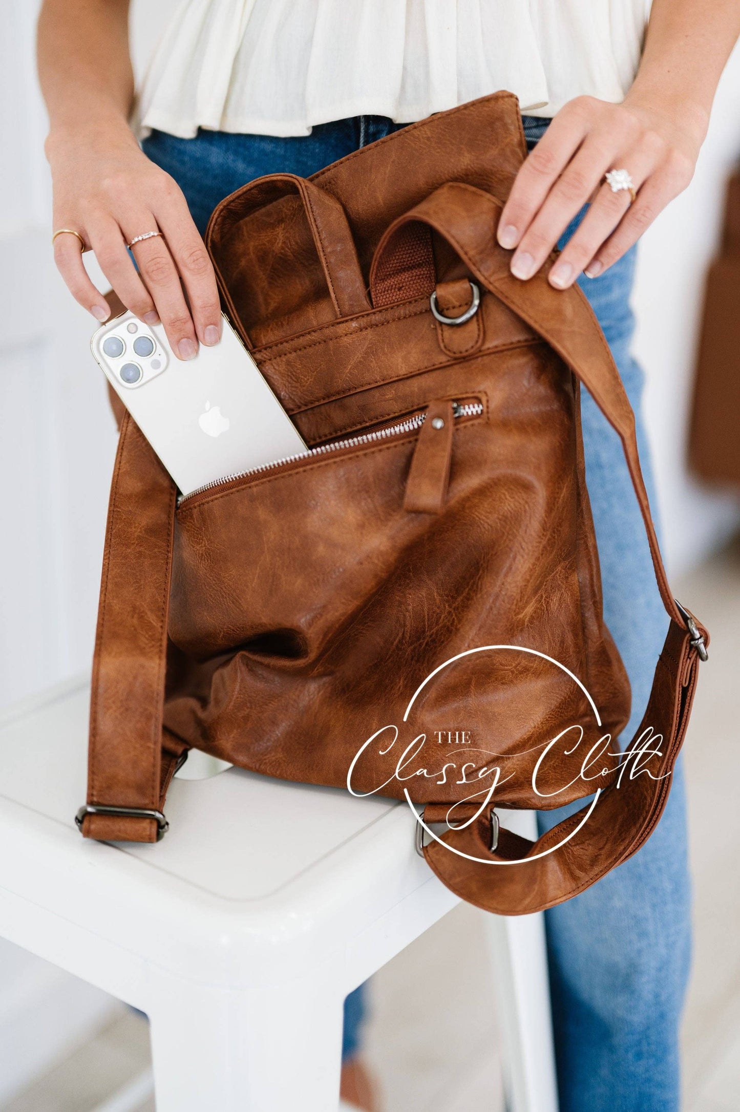 Frankie Fold Over Backpack - Tan RTS