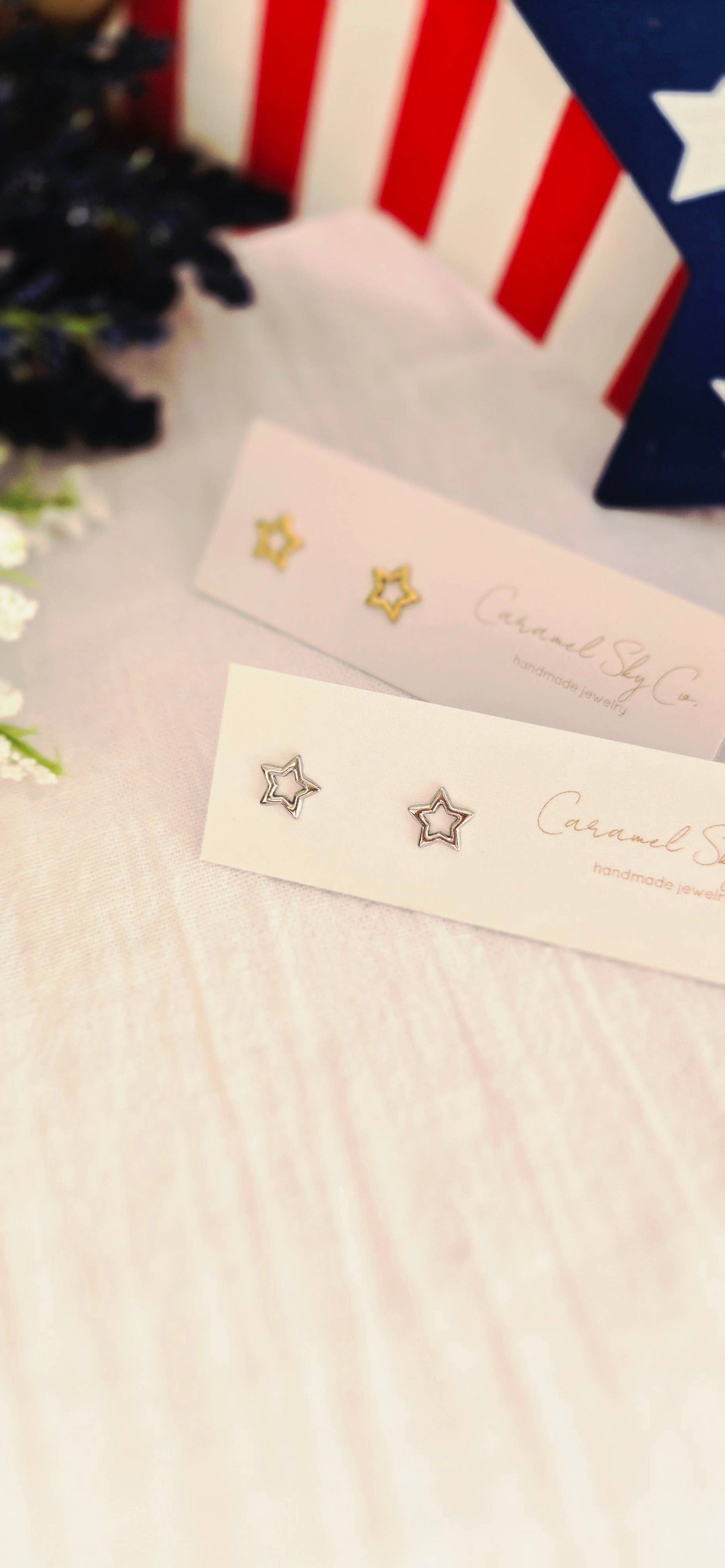 Open Star Stainless Steel Studs, Minimalist Stud Earrings
