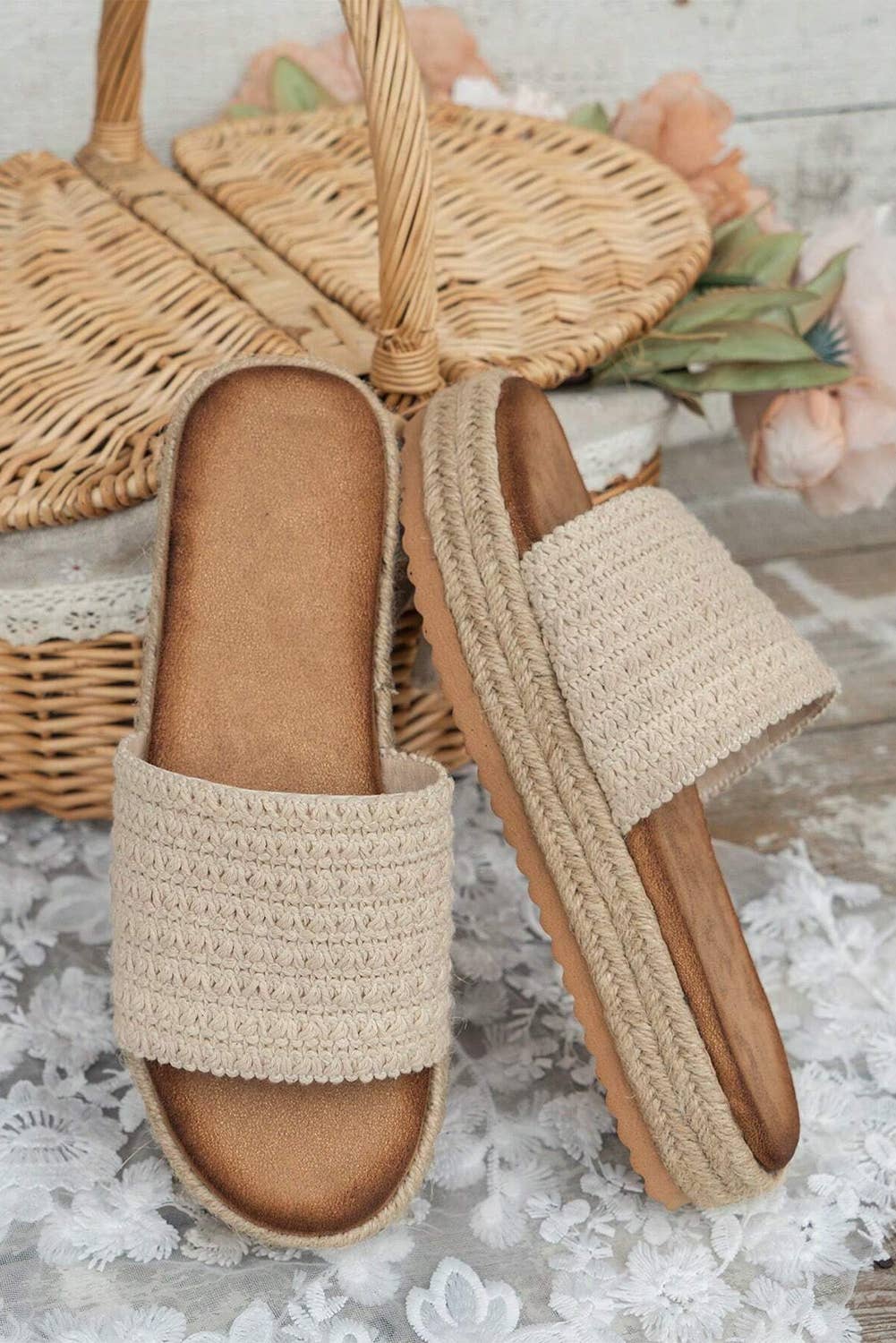 LDC Boho Woven Non-slip Wedge Slippers