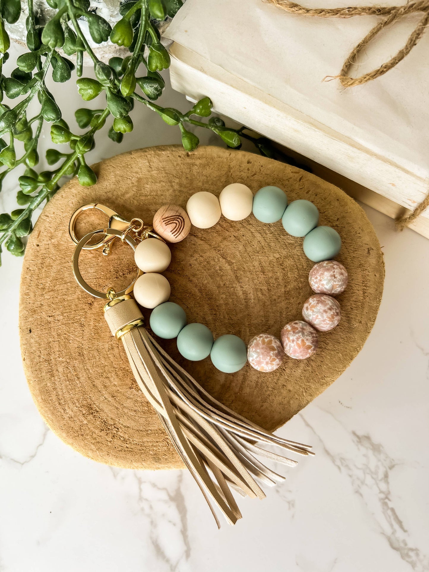 Silicone Beaded Wristlet Keychain