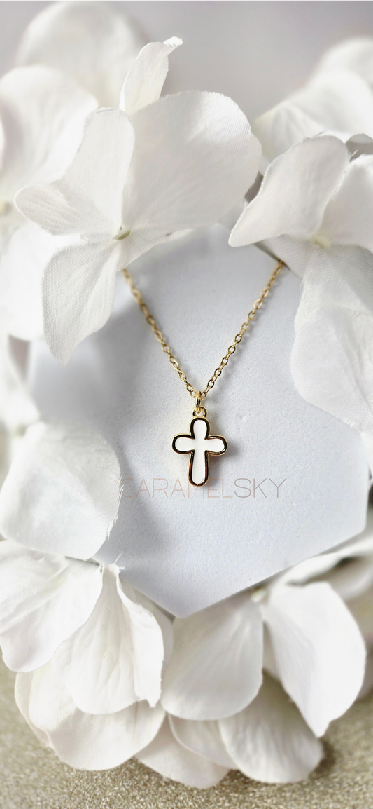 Enamel Cross Necklace – Minimalist Christian Jewelry