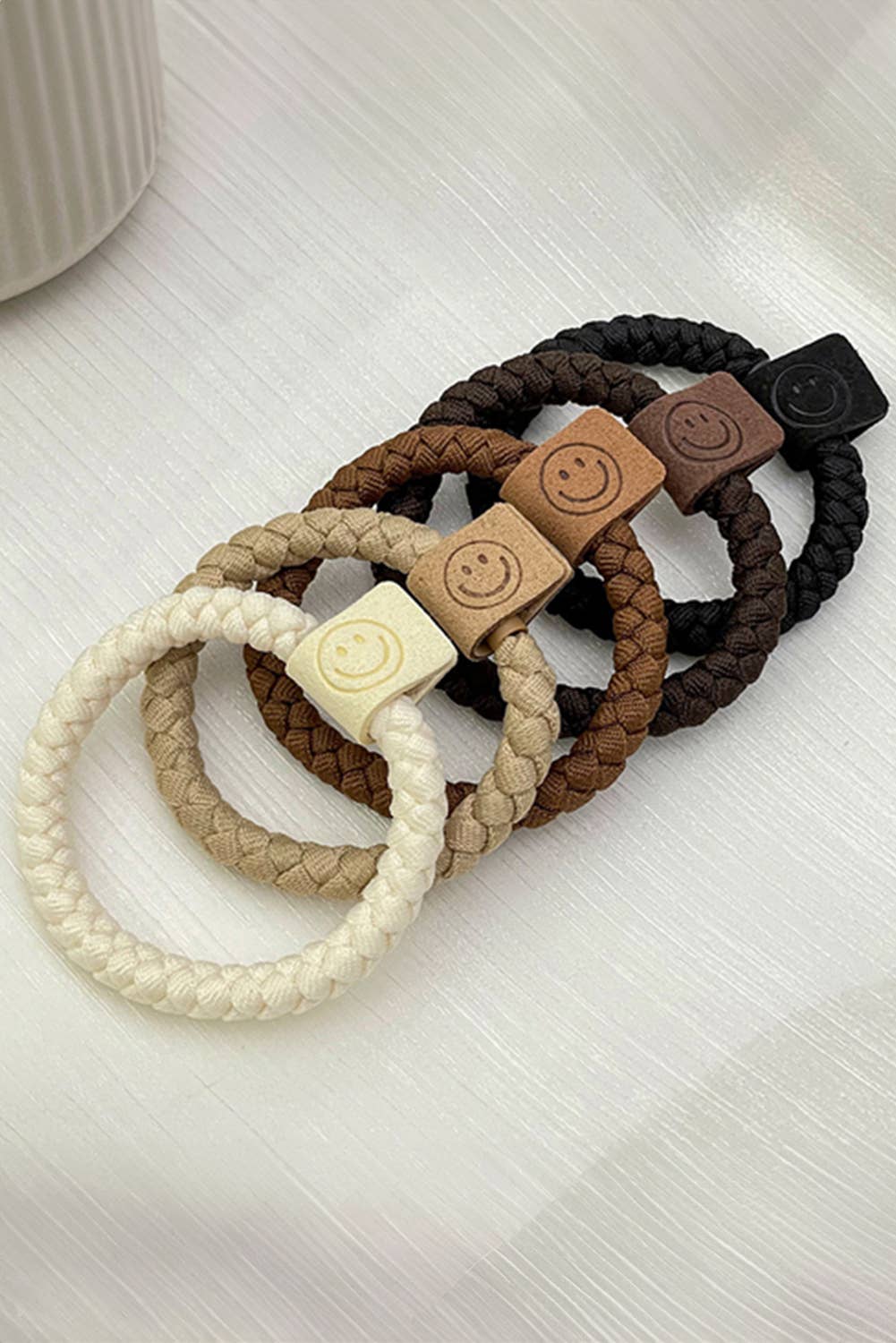Smile Face Decor Braided Hair Ties | 5pcs