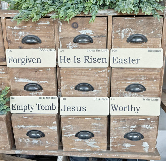 Set of Wooden Vintage Flashcards Religious Spring