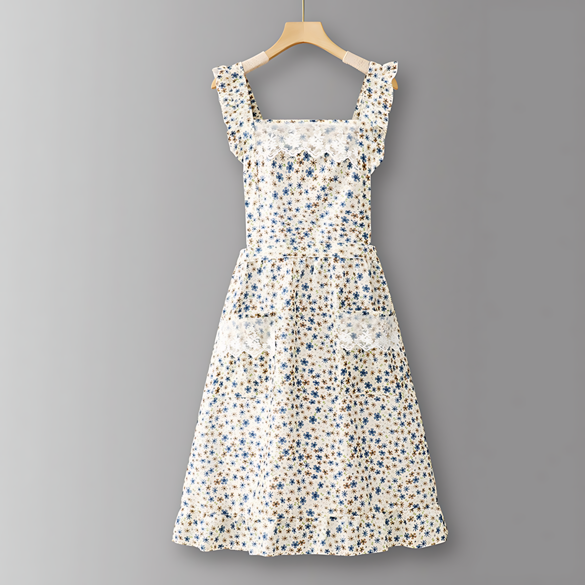 Floral Lace Trim Kitchen Apron for Women_CWMM6594