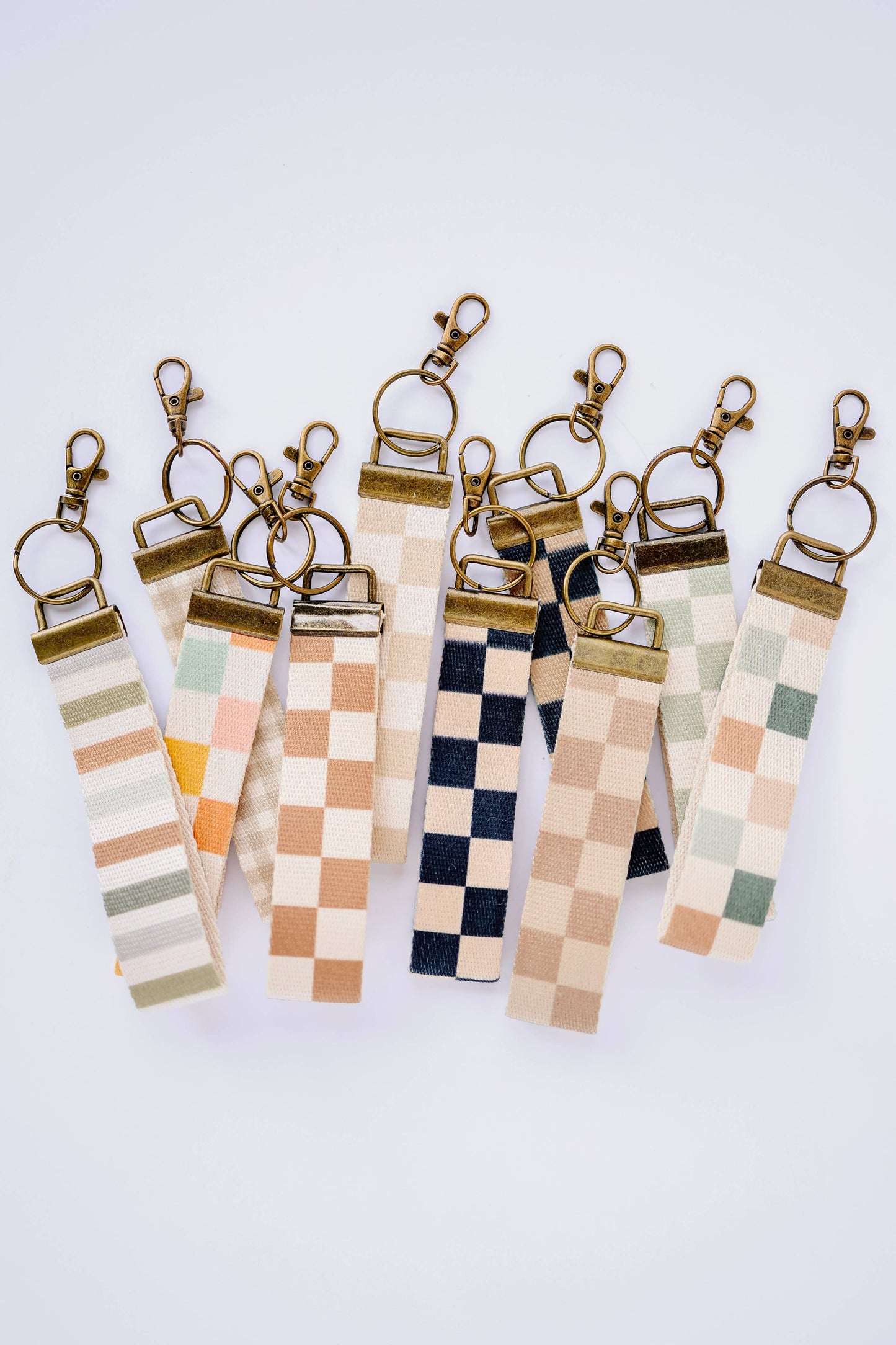 Canvas Wrist Keychain Lanyard, Key Wristlet: #65 bows coffee