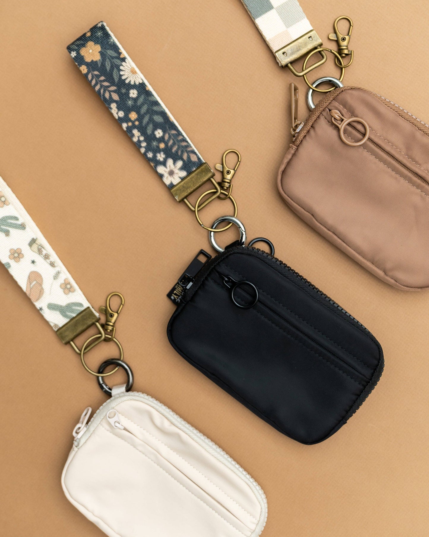 Keychain Wallet with Wrist Lanyard, Compact Card Holder